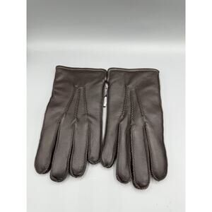 NWT Roundtree & Yorke Men’s Brown Leather Gloves Size L Sherpa Lined